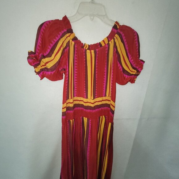 Anthropologie Anupamaa Tesni Striped Maxi Dress Womens XS‎ Pink Gold Purple Silk - Picture 8 of 13
